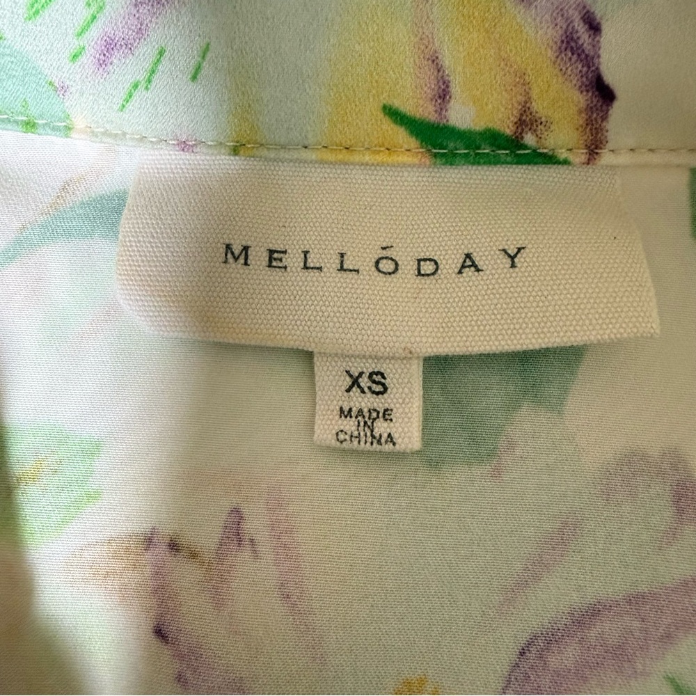 Melloday Cottagecore Floral Midi Dress XS Puff Sleeve Romantic Garden Prairie - Picture 7 of 10